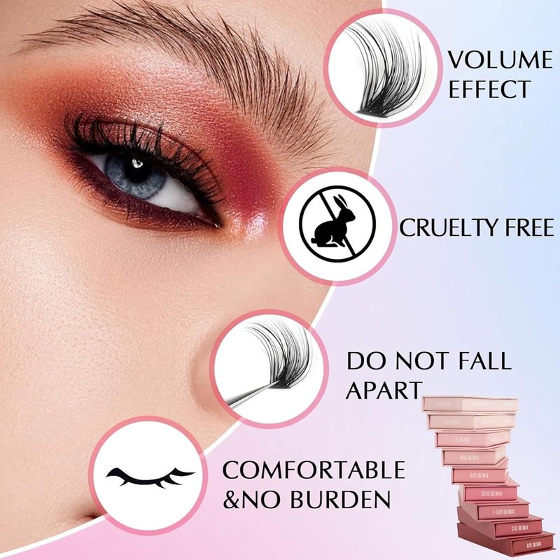 L+ Curl Mixed Lash Trays by SoCal Beauty – L+ Curl Eyelash Extensions Faux Mink Individual Lashes – 20 Rows per Tray, Color-Coded, Aluminum Backing & Window View – Professional Lash Extensions