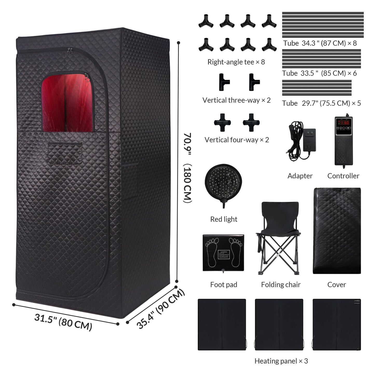 Veloqore Dry Infrared Sauna, Red Light Therapy Saunabox for Relaxation, Detox and Muscle Relief, 9 Levels Up to 140°F Personal Indoor Saunas Tent, Portable Sauna for Home, Bedroom, Living Room