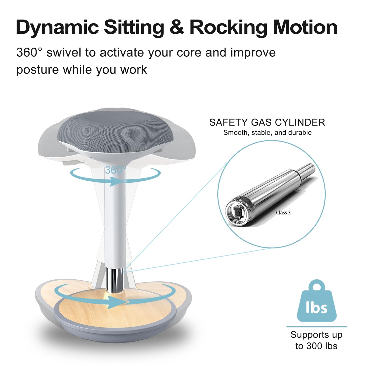 ERGO COLLECT Wobble Stool - Adjustable Height Standing Desk Chair | Sit Stand Stool with 360-Degree Non-Slip Swivel Base|for Home,Office and Classroom(Light Wood)