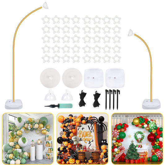AerWo Balloon Arch Kit 9.35FT & 6FT, Free Bending Half Balloon Arch Stand with Base, Floor Gold Balloon Arch Frame Backdrop for Wedding Birthday Party Baby Shower Yard Lawn Home Christmas Decorations