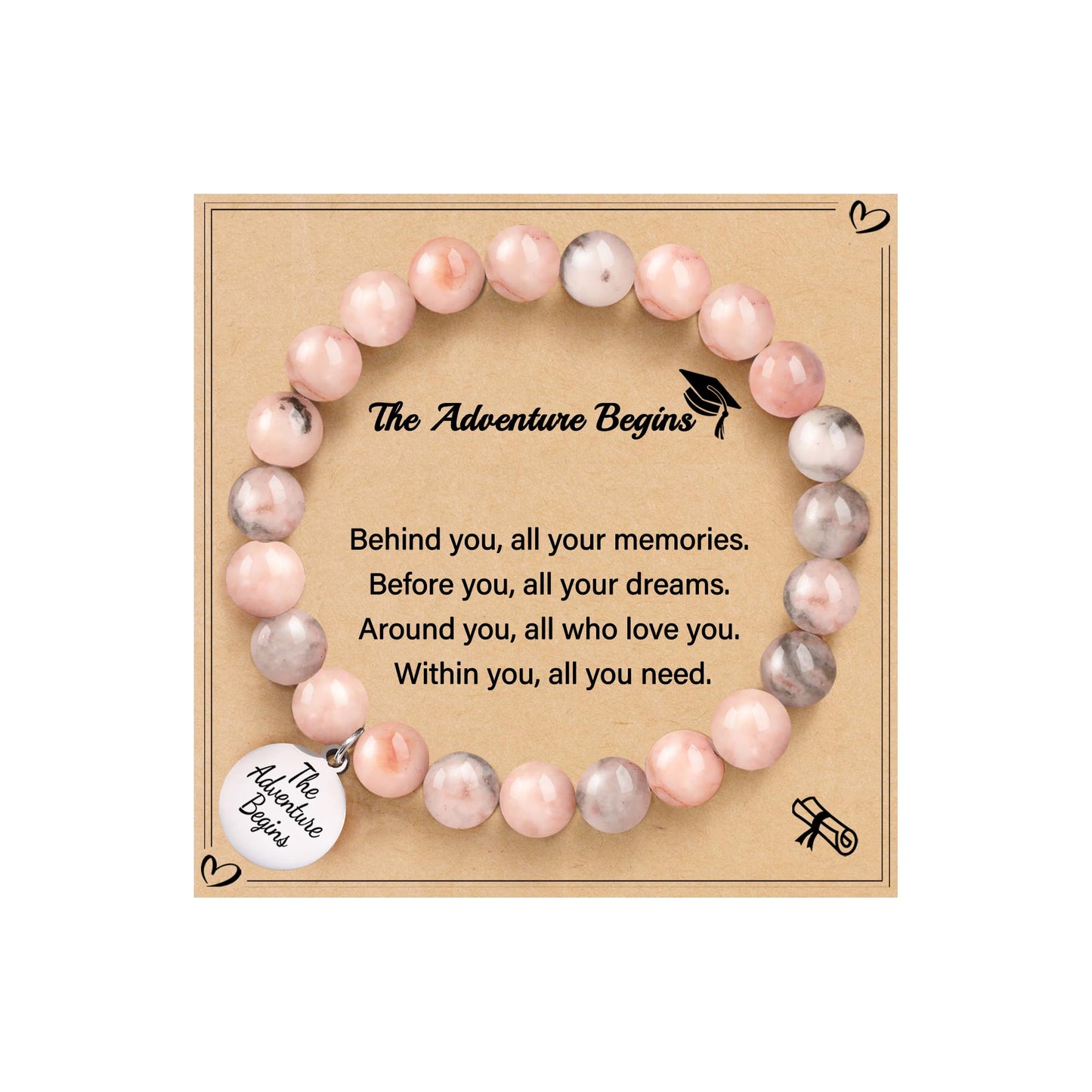 Sistble High School Graduation Gifts College Graduation Bracelets 2026 Dainty Jasper Beaded Bracelets for Women Granddaughter Daughter Inspirational Gifts Jewelry for Teens
