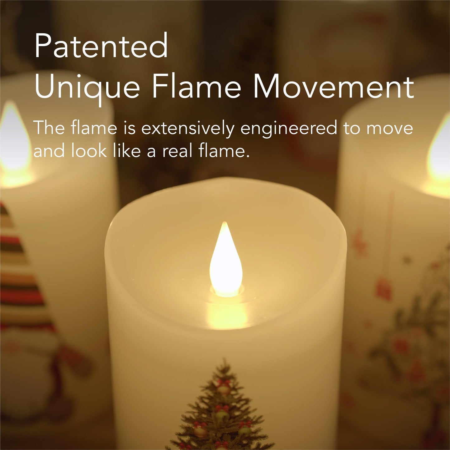 Softflame Christmas Flameless Candles with Remote Control, 3"x 5""Battery Operated Flickering 3D Wick Real Wax Pillar Christmas Tree Candle"
