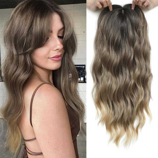 gulagula 20" Wavy Hair Topper 6.5"x6.5" Base Size Hair Toppers for Women Synthetic Hairpieces for Women with Thinning hair Wavy Clip In