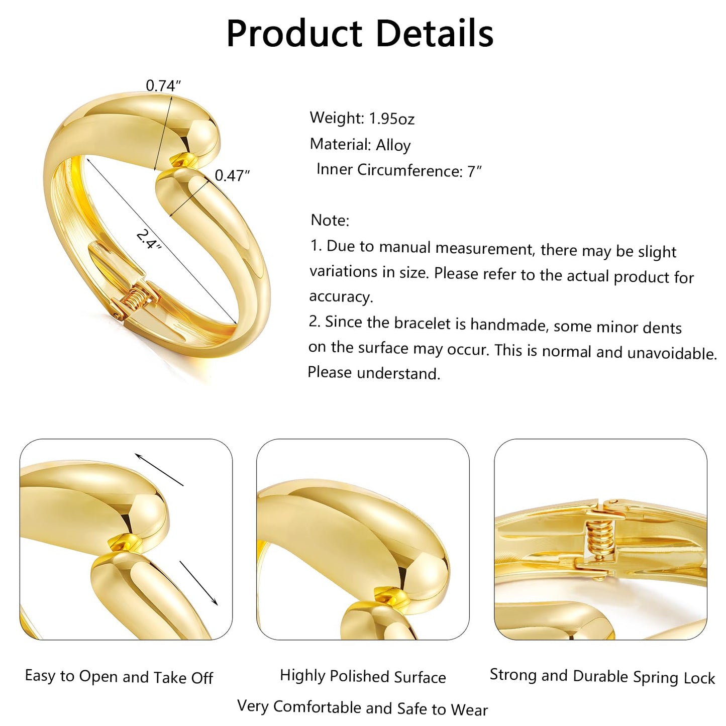 Chunky Gold Bangle Bracelets for Women, Dainty 14k Gold Plated Big Stackable Bangles Set, Trendy Statement Cuff Bracelet Stack Summer Beach Jewelry Gifts (2 Gold & silver bangles)
