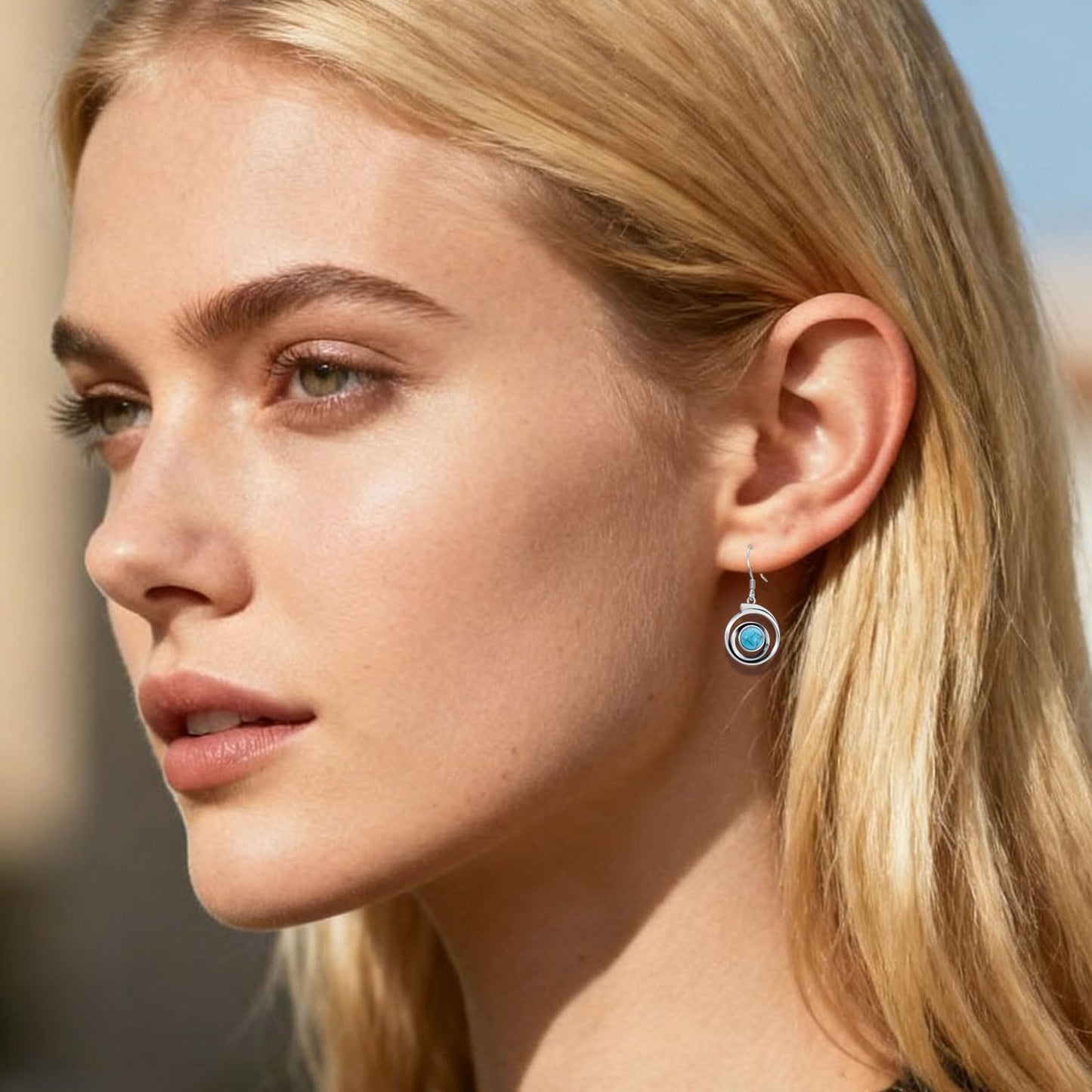 Eetaitai Natural Turquoise Earrings 925 Sterling Silver Pear Vintage Earrings Western Jewelry Boho Dangle Earrings for Women Birthday Cowgirl Mothers Day Gifts for Mom Wife Sister