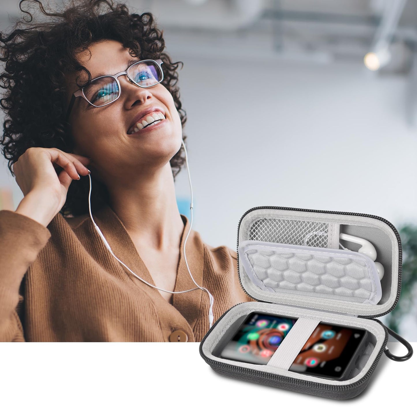 MP3 Player Cases & Covers for Luoran/for innioasis/for TIMMKOO/for MYMAHDI 4 Inch Full Screen Touch Music Player, Mp4 Player for Kids Holder Box for Earphone, USB Cable and Accessories (Bag Only)