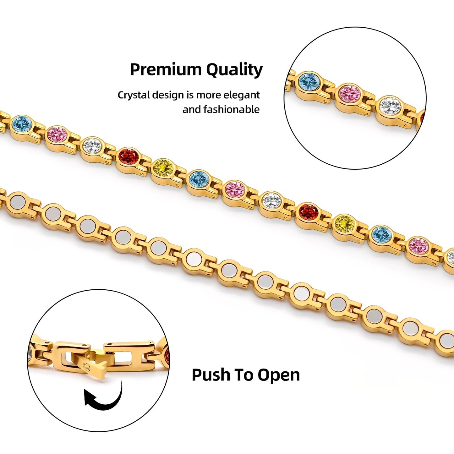 JEROOT Titanium Steel Magnetic Anklets Bracelets for Women, Magnetic Anklet for Women with 3500 Gauss Magnets, Adjustable Women's Anklet for Jewelry Gift