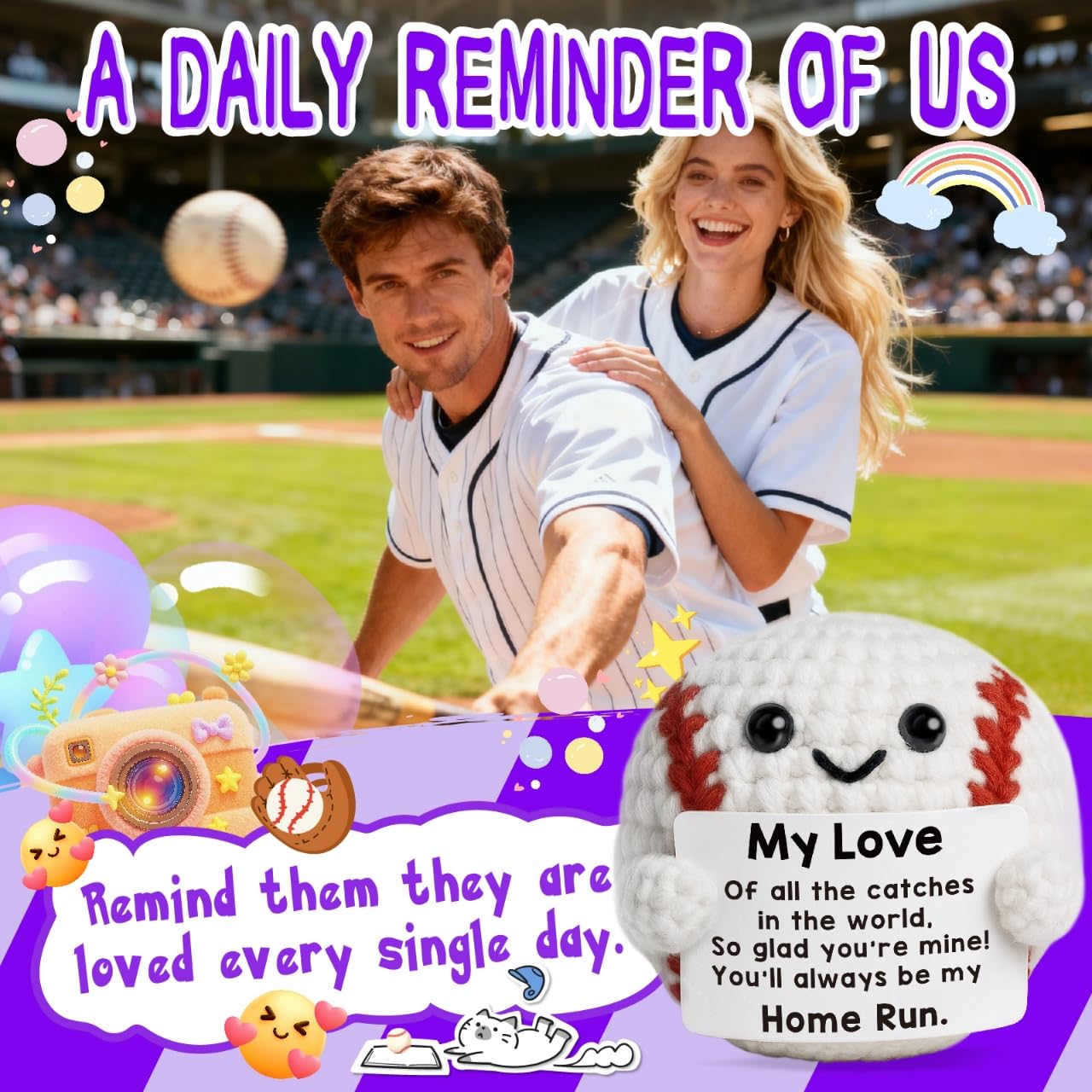 TKGIFTHOT Valentines Gifts for Him Her Boyfriend Girlfriend Crochet Baseball Gifts for Birthday Anniversary Valentines Day Romantic I Love You Gift for Husband or Wife
