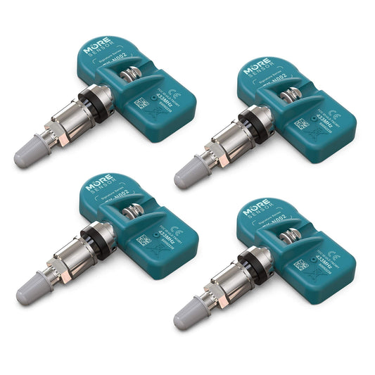 MORESENSOR Signature Series 433MHz TPMS Tire Pressure Sensor 4-Pack | Preprogrammed for Select 850+ European/American Brand Models | Replacement for 56029398AA | Clamp-in | NX-S033-4