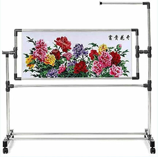 Adjustable Needlework Floor Frame for Cross Stitch and Embroidery, Standing Craft Stand and Lap Table for Sewing and Art, Convenient Holder for Creative Projects~/