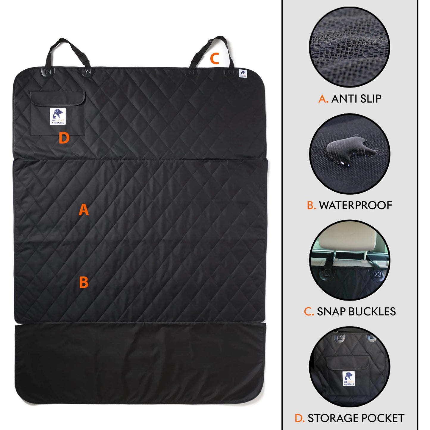 SUV cargo liner for dogs, Dog Car Seat Cover For Back Seat, Nonslip trunk mat, Waterproof Car Seat Protector for Dogs, Durable cargo cover with Bumper Flap, Dog Accessories, Easy to Install & Clean
