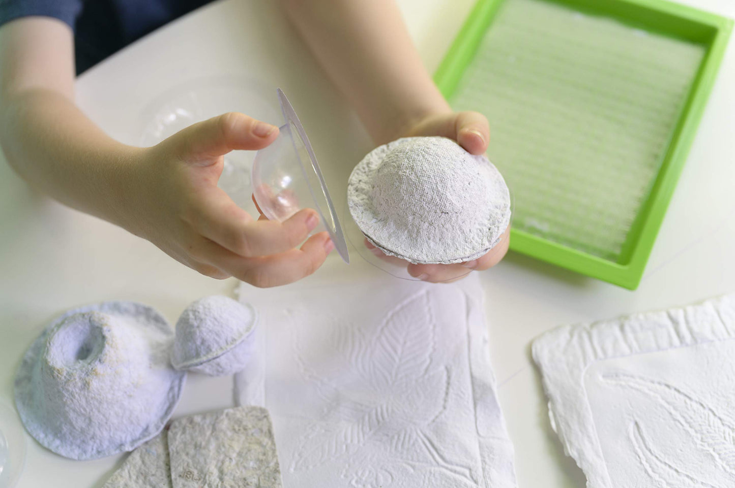 Earth Day Green Science - Paper Making Kit - Recycle and Create Your Own - Paper Making Screen - Green DIY Craft Stem Toys Kit for Kids - Includes Molds, Paints, and Glow-in-the-Dark Features