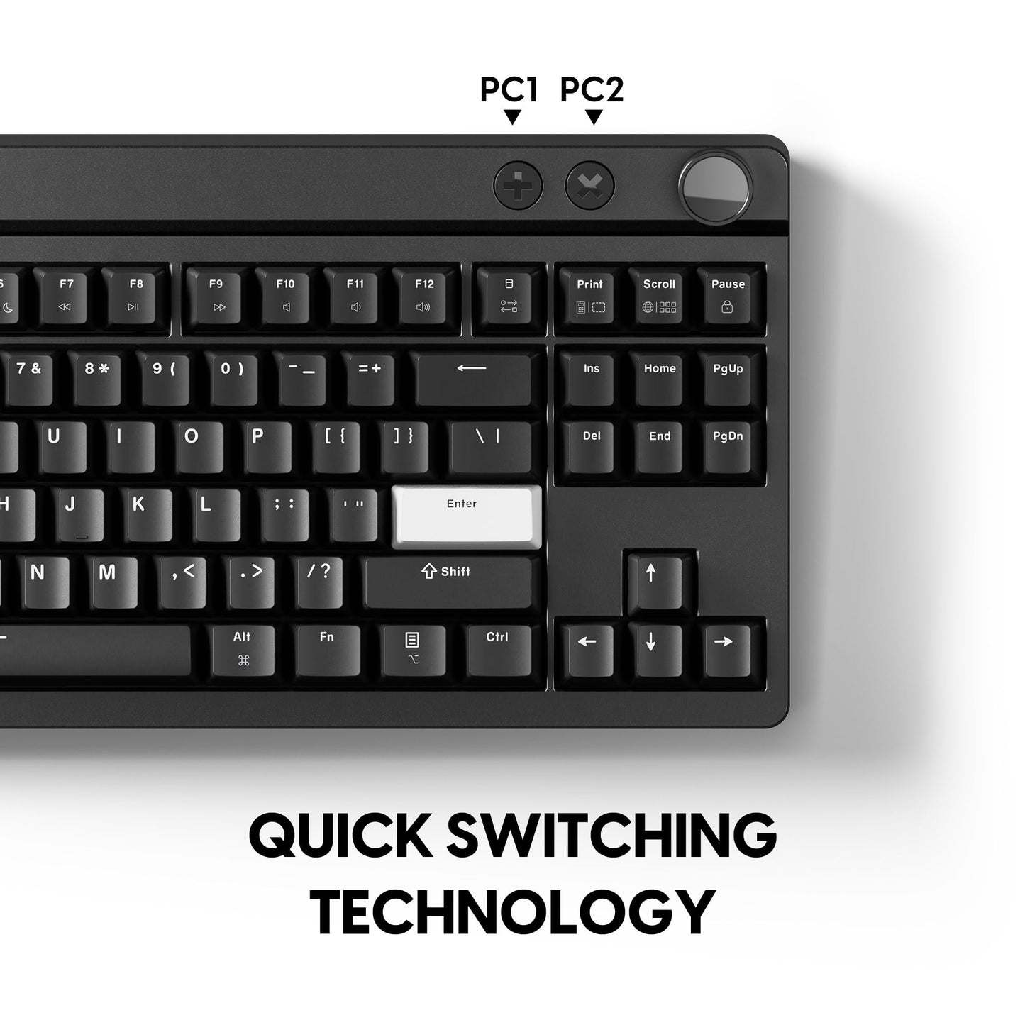 Pulsar XBOARD QS Mechanical Gaming Keyboard – QMK/VIA, Hot Swappable Linear Switch, TKL Layout Gasket Mount, Aluminum Frame, RGB LED Backlit, Knob, Dual PC Quick Switch for Mac/Windows (Black)