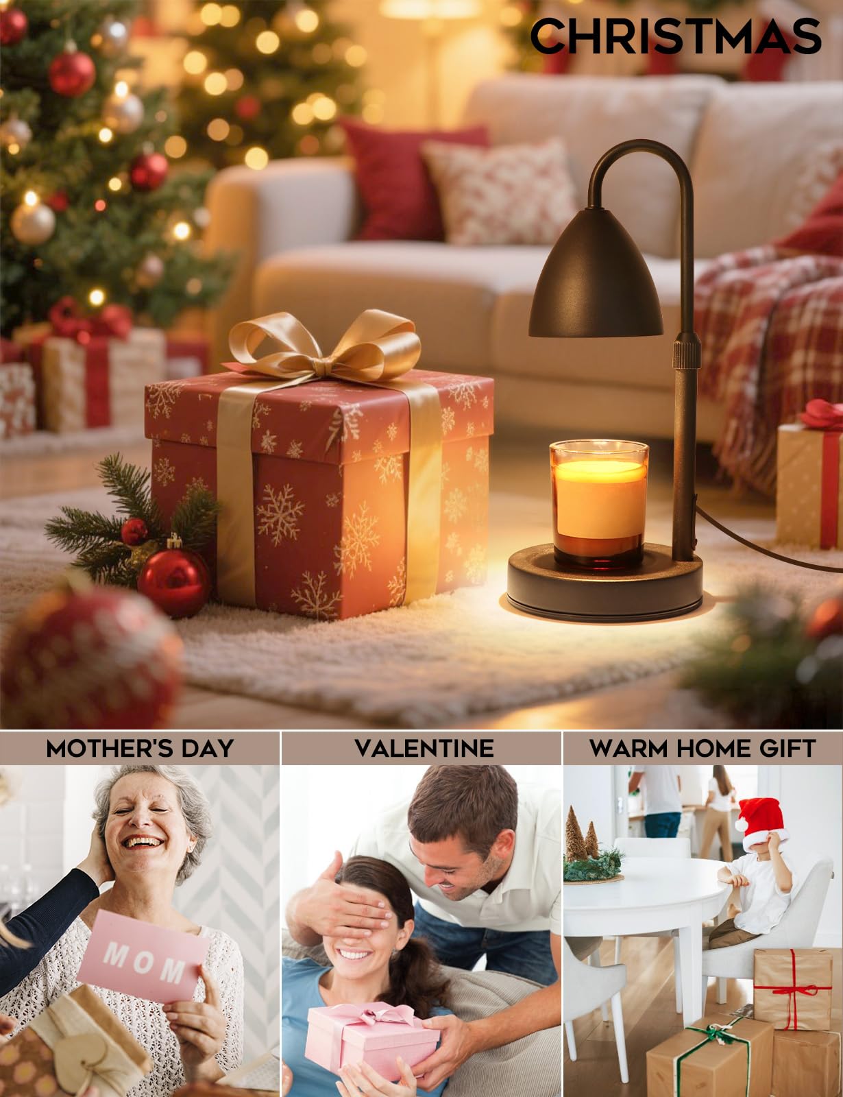 MRSZIRUI Candle Warmer Lamp with Timer Dimmable, Lamp Candle Warmer Birthday Gifts for Women, Black Adjustable Wax Melter Warmer for Jar Candles, House Warming Gift Home Decor