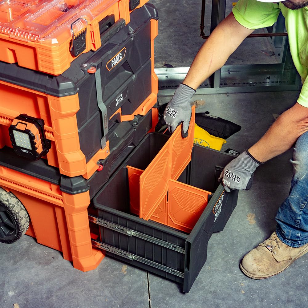 Klein Tools 54801MB MODbox Rolling Drawer Tool Box, Heavy-Duty Double Drawer Tool Organizer, Deep Stackable Set