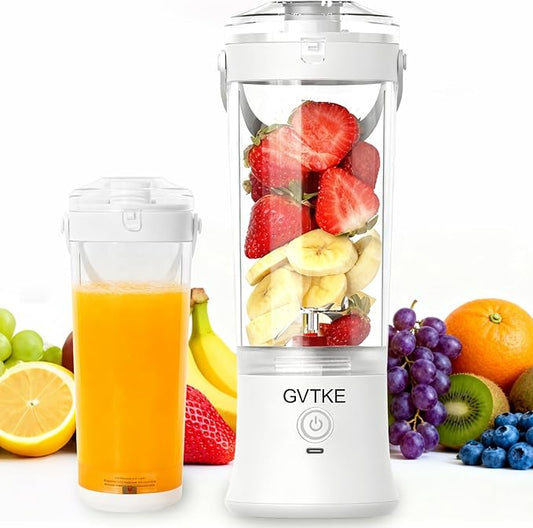 Portable Blender Dual Mode 18000RPM 20Oz Blending Cup Ice Crushing Smoothie Frozen Fruit Mini Home Gym Travel(White)