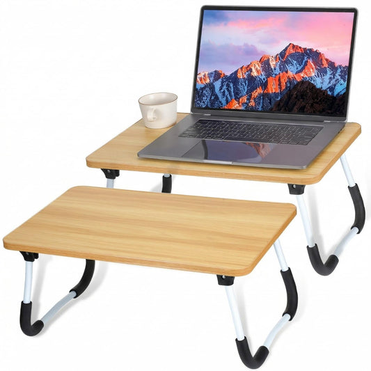 2 Pcs Foldable Laptop Table Lap Desk Mini Bed Table Portable Bed Tray Laptop Stand for Bed for Couch Sofa Working Reading Eating Children Workers School Classroom Home Office Supplies (Wood Color)
