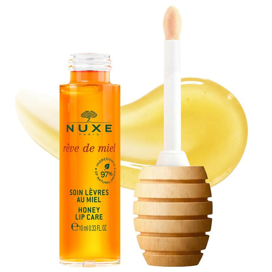 NUXE Rêve de Miel Honey Lip Oil With Vitamin E and Lavender for Moisturized Shiny Lips, 97 Percent Natural, 0.33 Fl Oz
