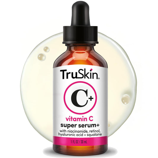 TruSkin Vitamin C Super Serum for Face - Five Skin Benefits in One Serum with Vitamin C, Retinol, Niacinamide, Hyaluronic Acid & Squalane - Brighten, Firm & Smooth the Look of Skin - 1 fl oz