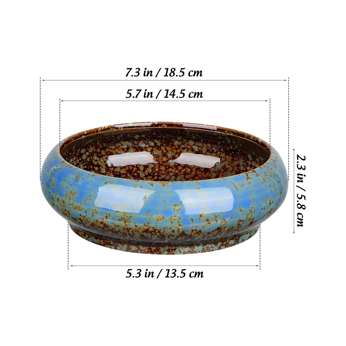 NUOBESTY Ceramic Hydroponic Plant Pot Indoor Succulent Planter for Water Lily and Narcissus Flower 7.3 Inch Decorative Bowl for Garden Balcony Table