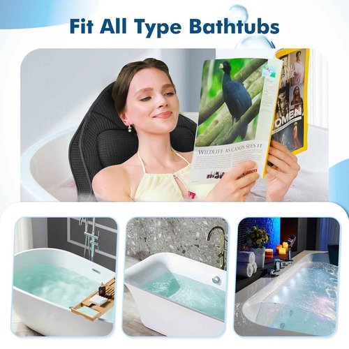 Poemland Full Body Bath Pillow for Tub-Extra Thick Bathtub Pillow with Head & Neck Support, Luxury Tub Pillow for Comfort, Non-Slip Bath Cushion for Women, Men & Seniors, Bathroom Accessories