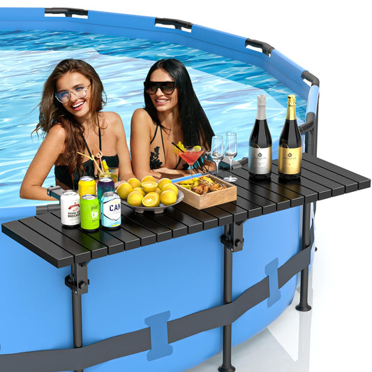 BoYata Pool Bar, Above Ground Pool Side Bar, 49.4×9.6" Galvanized Iron Poolside Table Holds 110LBS, Swim Up Bars Fit Top Rails 4.48" or Less, Frame Above Ground Round & Oval Swimming Pools Accessories