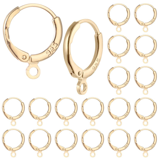 20 Pcs Gold Plated Earring Hooks Small Round Earring Hoops with Loops Jewelry Making Supplies for DIY Dangle Earring Making