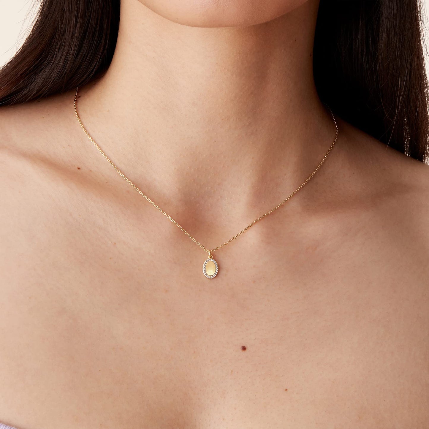 PAVOI 14K Gold Plated Pendant Necklace l Necklaces for Women (Oval, Yellow Plated)