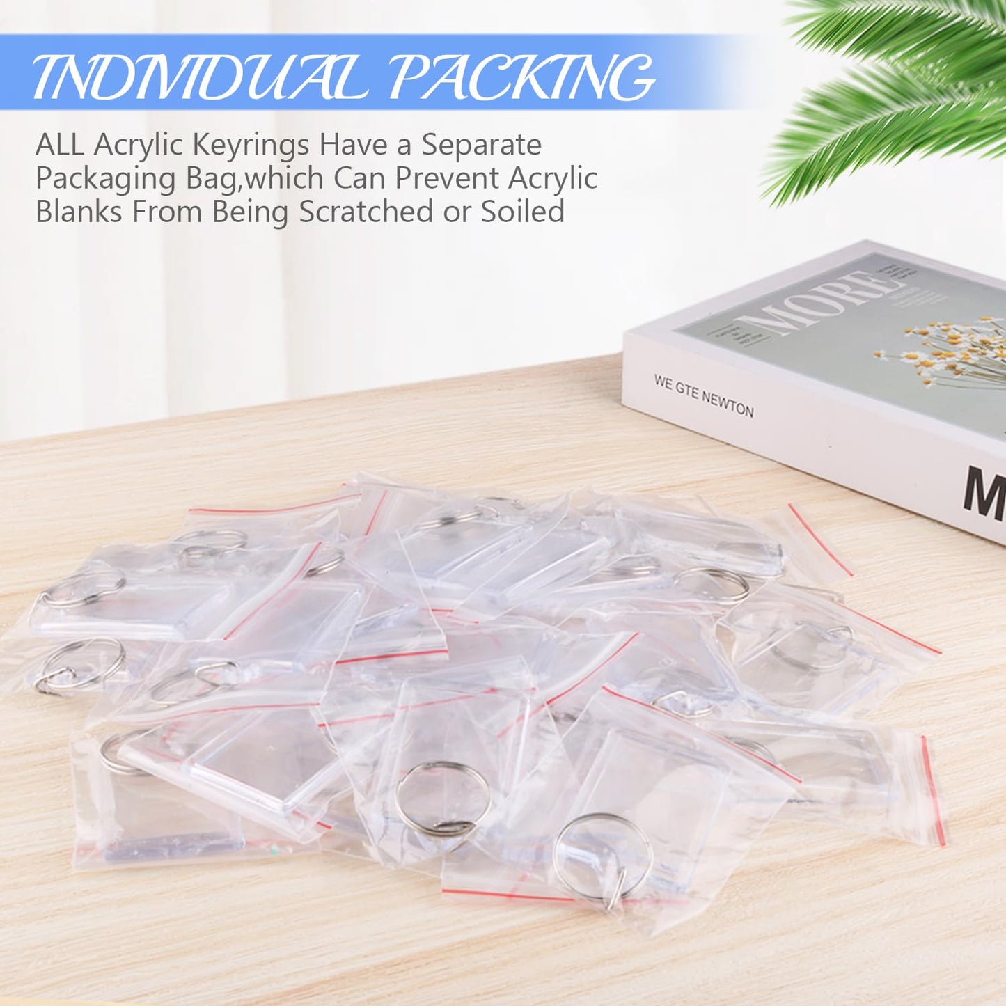 150 PCS Blank Photo Insert Keychains,Translucent Acrylic with Split Key Rings for Double-Sided Photos,Small Pendant Picture Frames for Family, Friends,DIY Gifts & Craft(Fit 1.1 × 1.8inch Pic）