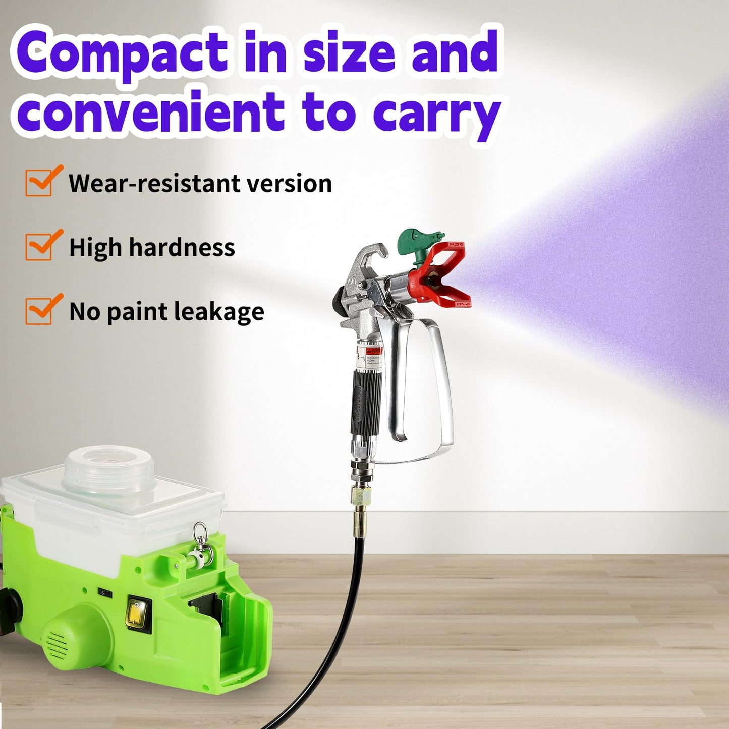 Cordless Airless Paint Sprayer, 500W High Efficiency Battery-Powered Spray Gun with 4000mAh Battery, 15MPa/3000PSI Pressure for Interior/Exterior Walls, Fence