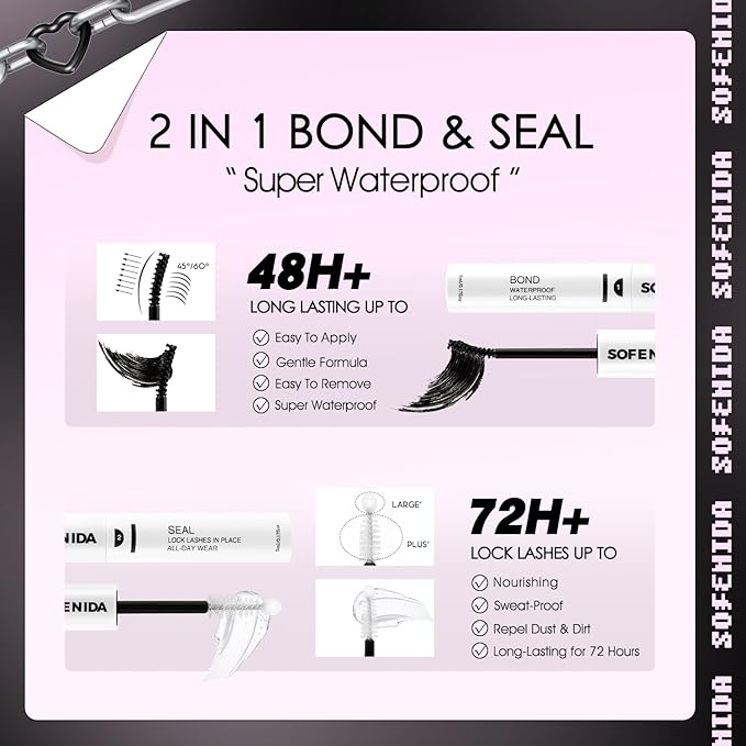 SOFENIDA Lash Extension Kit Thick Lash Cluster Kit 10-18mm Volume Eyelash Clusters D Curvature Cluster Eyelash Extensions Kit 3D Wispy Lash Clusters DIY Lash Extension Kit(60D 80D-10-18MIX Thick Kit)