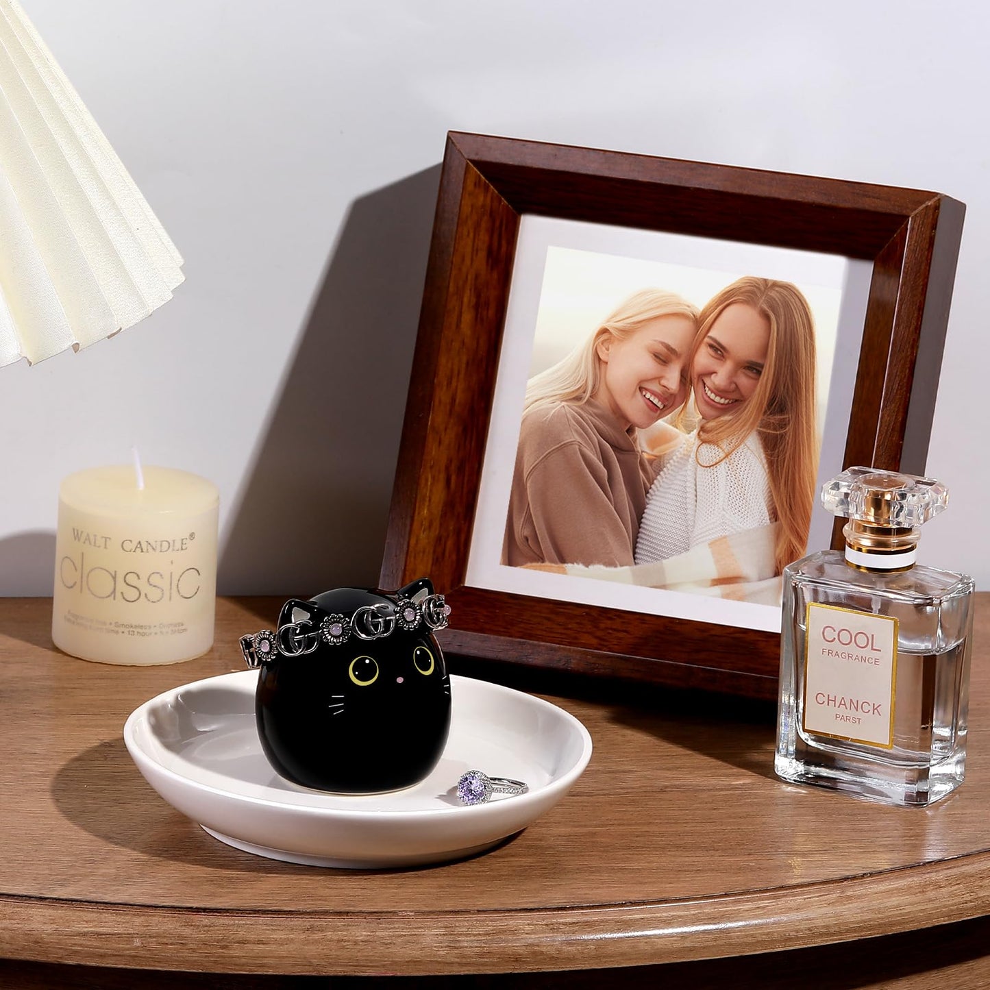 PUDDING CABIN Cat Lover Gifts for Women, Black Cat Ring Holder Dish for Jewelry Rings Earrings Necklace Watch Keys, Birthday Christmas Engagement Wedding Gifts