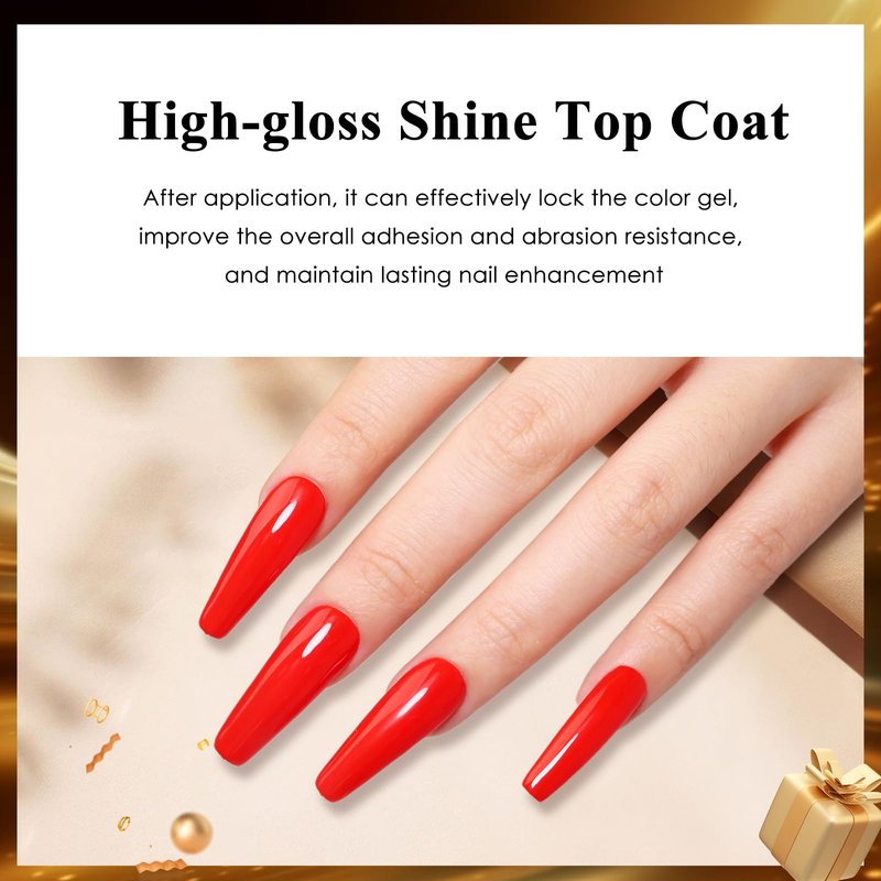 Imtiti Gel Nail Polish Top Coat - No Wipe Glossy Shine Finish Long Lasting 10ml Soak Off UV LED Clear Gel for Salon Quality Nail Art Design at Home