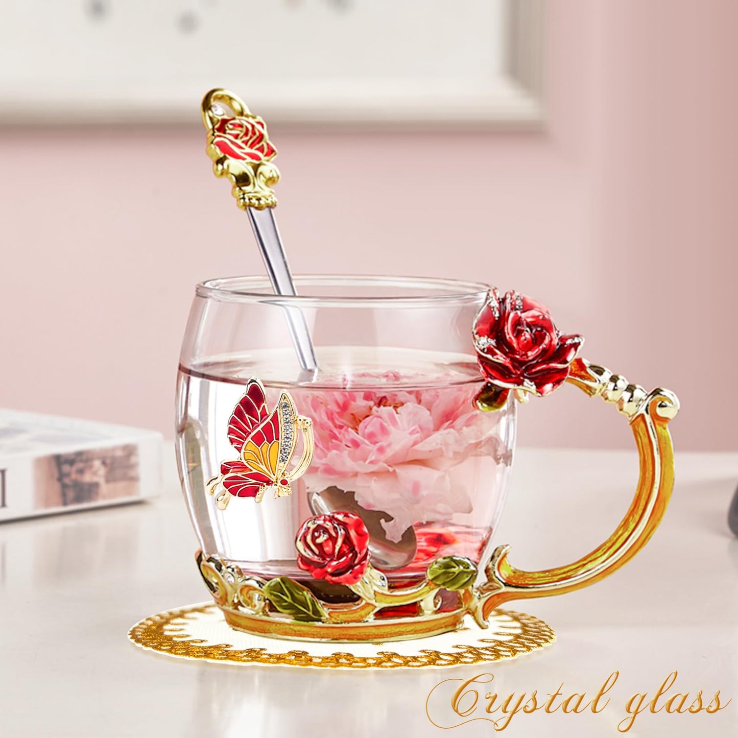 OEAGO Gifts for Mom Women Mothers Day Valentines Day Gifts Glass Coffee Enamels Mug Best Birthday Valentine's for Her Girlfriend Wife from Daughter Son Tea Cup Christmas Stocking Stuffers