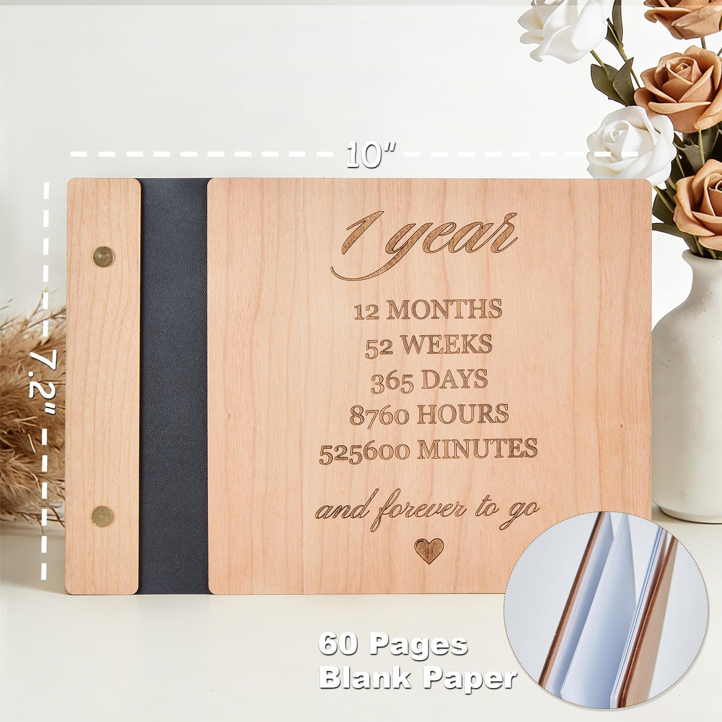 1 Year Anniversary Scrapbook, 1st Anniversary Paper Gift Photo Album for Boyfriend Girlfriend Her Him, One Year Wedding First Anniversaries Ideas Handmade DIY Memory Book for Couple Wife Husband