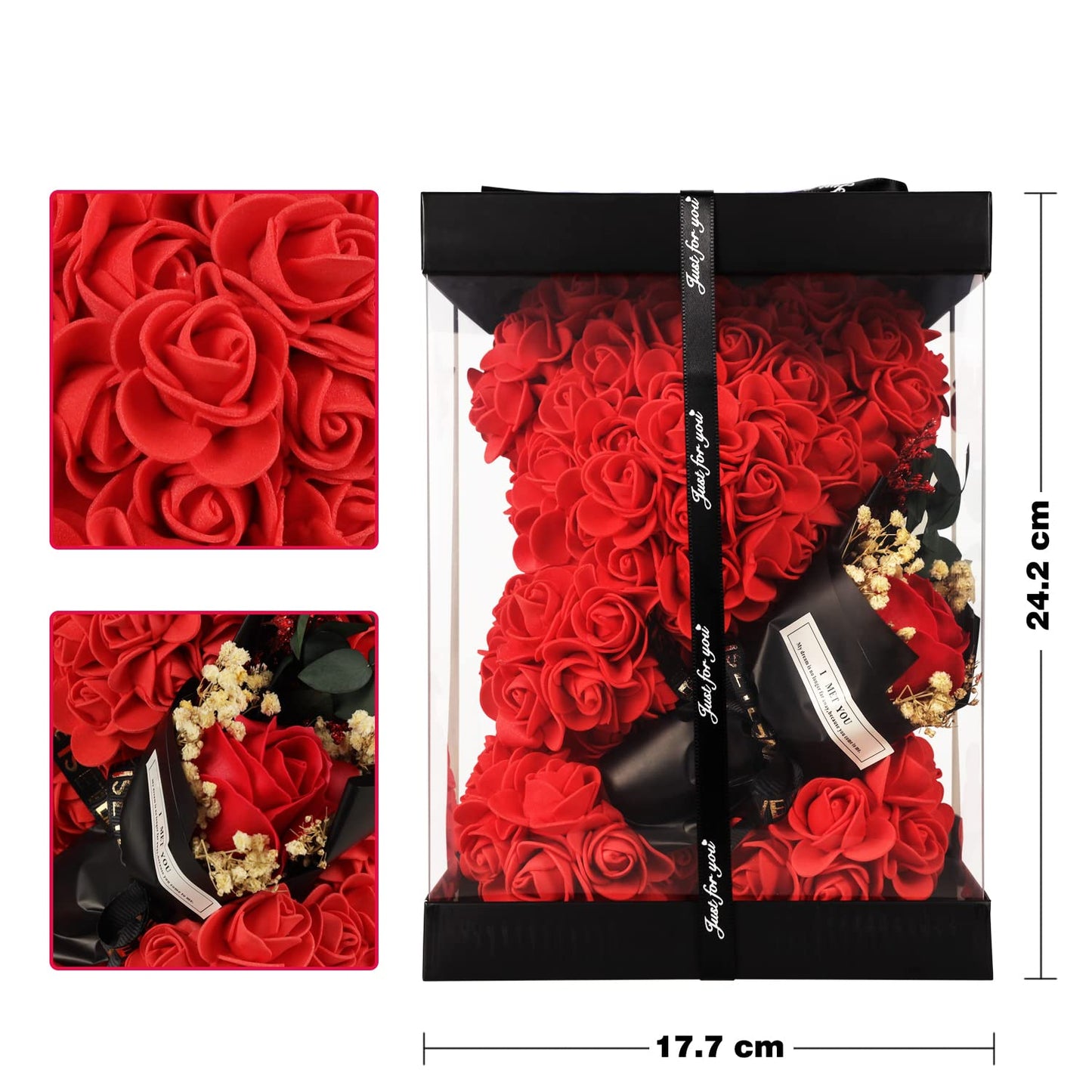 Mothers Day Rose Gifts for mom Rose Bear for Women, Artificial Rose Teddy Bear Birthday Bouquet, Mother's Day Rose Gift, Perfect for Wife, Mom, Grandma (Rose Red)