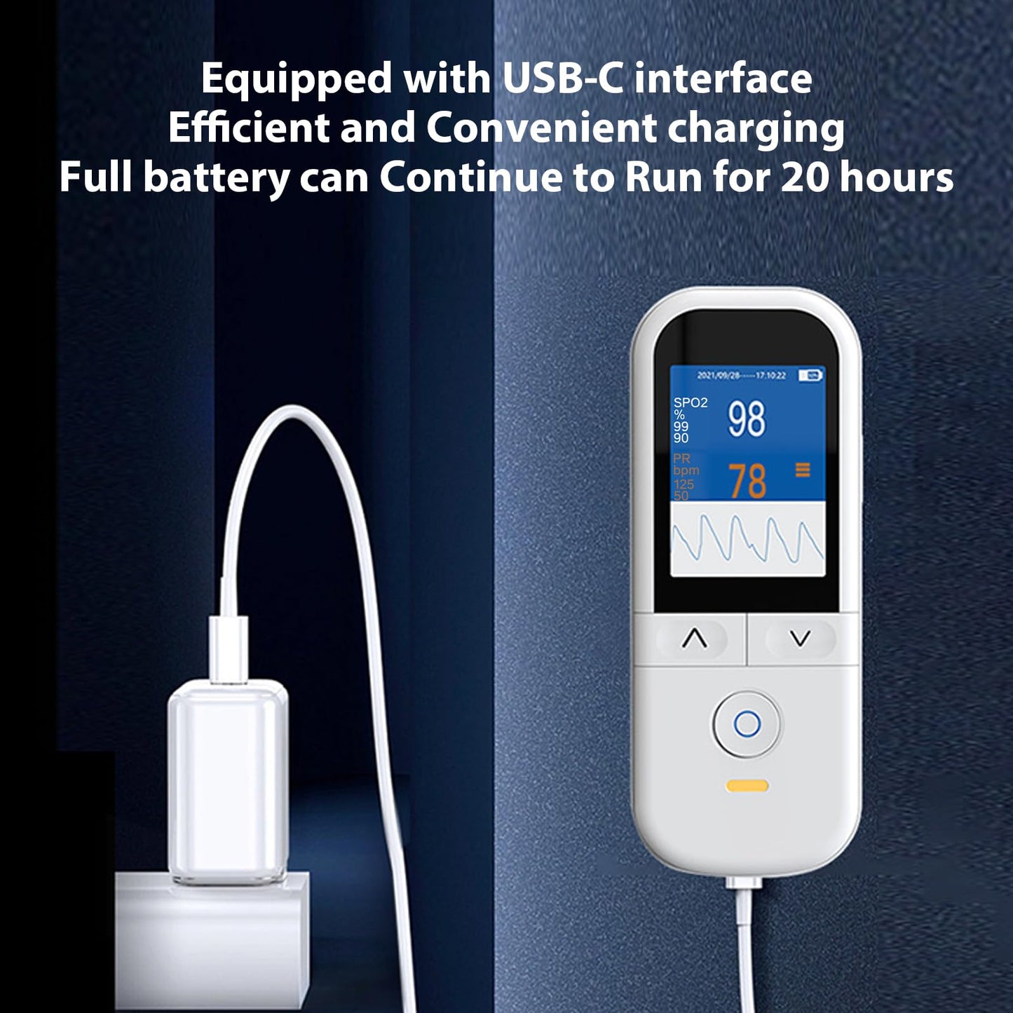 Handheld Pulse Oximeter for kids - Continuous Oxygen & Heart Rate Monitor with Adjustable SpO2 & Pulse Alarms - Pulse Oximeter Medical Grade for kids