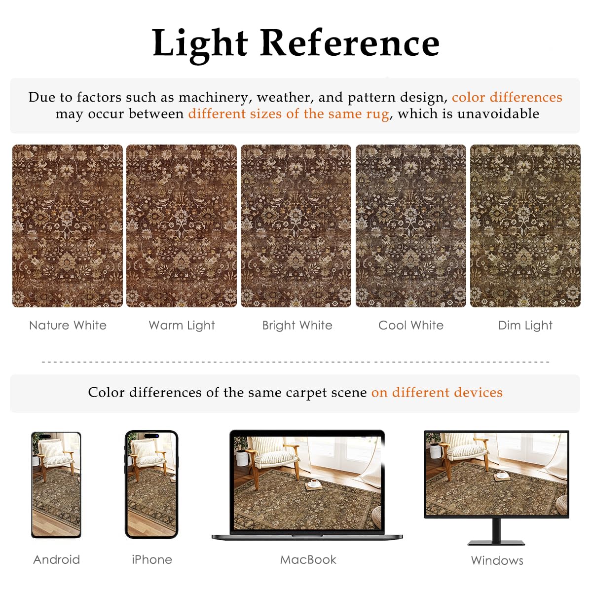 HUGEAR 2x6 Runner Rug Machine Washable Brown Hallway Area Rugs Indoor Accent Rugs Floral Low Pile Carpet Distressed Throw Rug Bedroom Living Room Office Dining Kitchen Laundry Non Slip