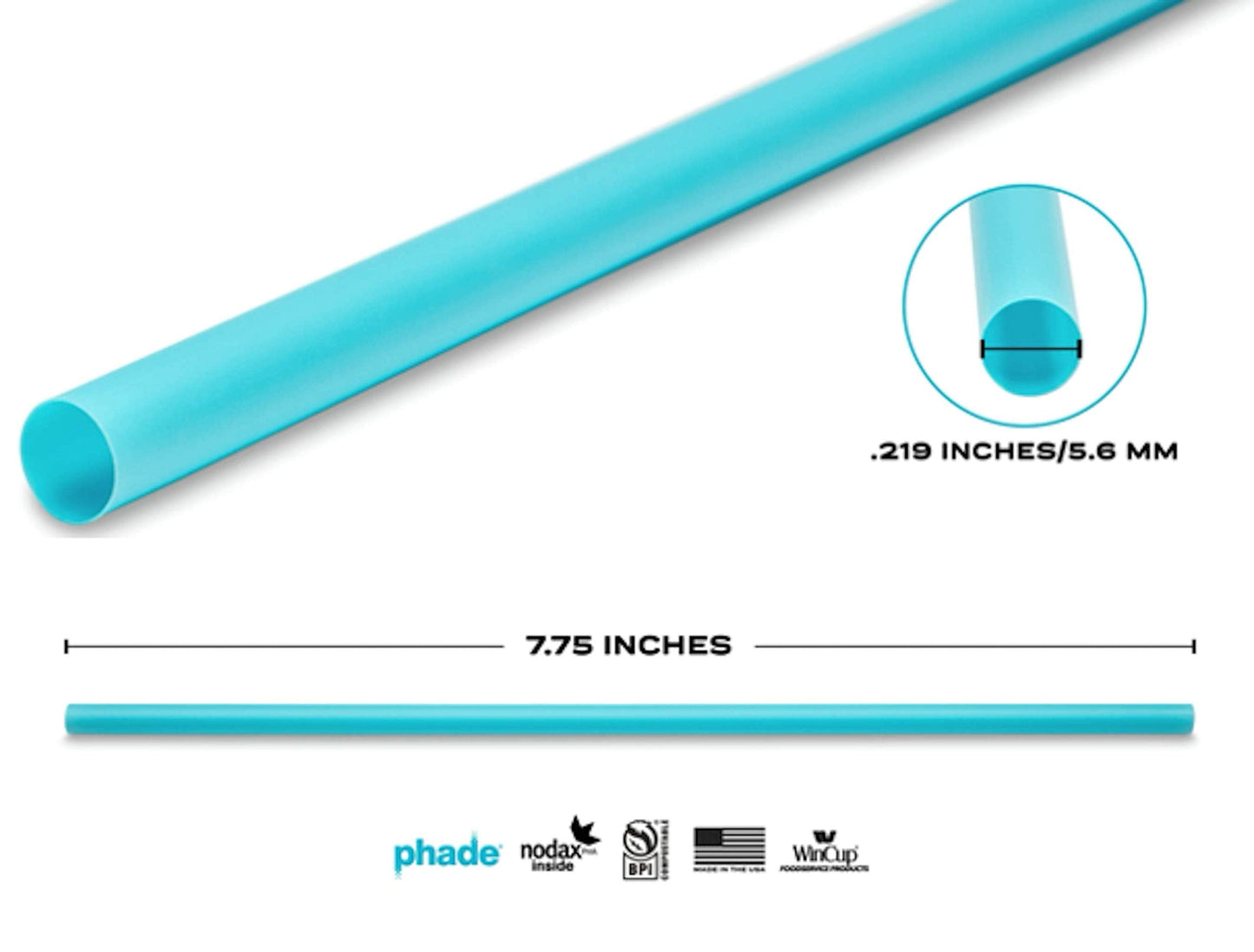 phade Eco-Friendly 7.75" Jumbo Drinking Straws 3,750 Count - Marine Biodegradable, Compostable, Individually Wrapped, 10 Pack