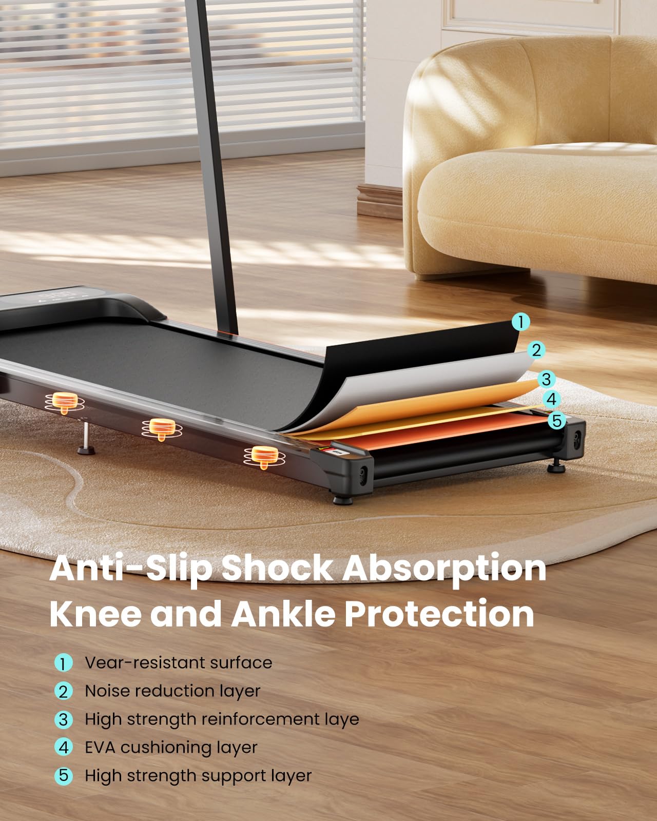 Abonow Walking Pad, Under Desk Treadmill with Incline for Home Office 2.5HP Portable Walking Treadmill with 265 Lbs Weight Capacity Walking Machine, Remote Control, LED Display, Light Black