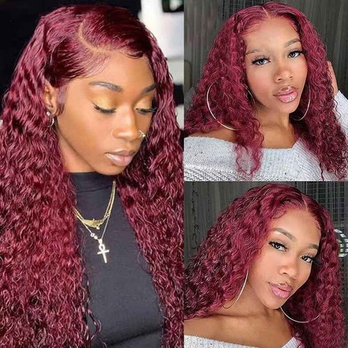 Giginger Burgundy 99J Water Wave Human Hair Bundles 24 26 28 inch Wine Red Human Hair Bundles Burgundy 100% Unprocessed Raw Quick Weave Hair for Black Women