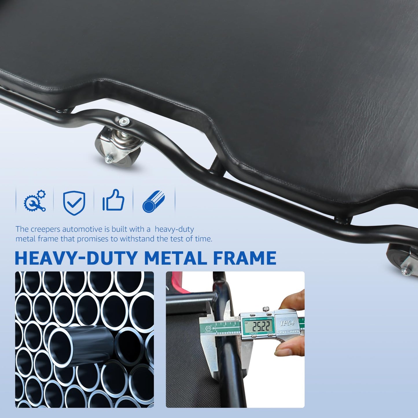 HKTE 44 inches Heavy Duty Garage Creeper, Low Profile Design, Durable Metal Frame, Comfortable Pillow