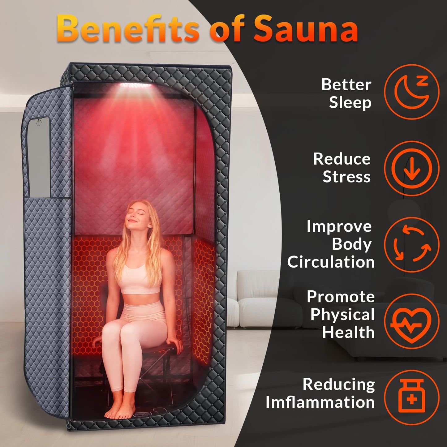 Veloqore Dry Infrared Sauna, Red Light Therapy Saunabox for Relaxation, Detox and Muscle Relief, 9 Levels Up to 140°F Personal Indoor Saunas Tent, Portable Sauna for Home, Bedroom, Living Room