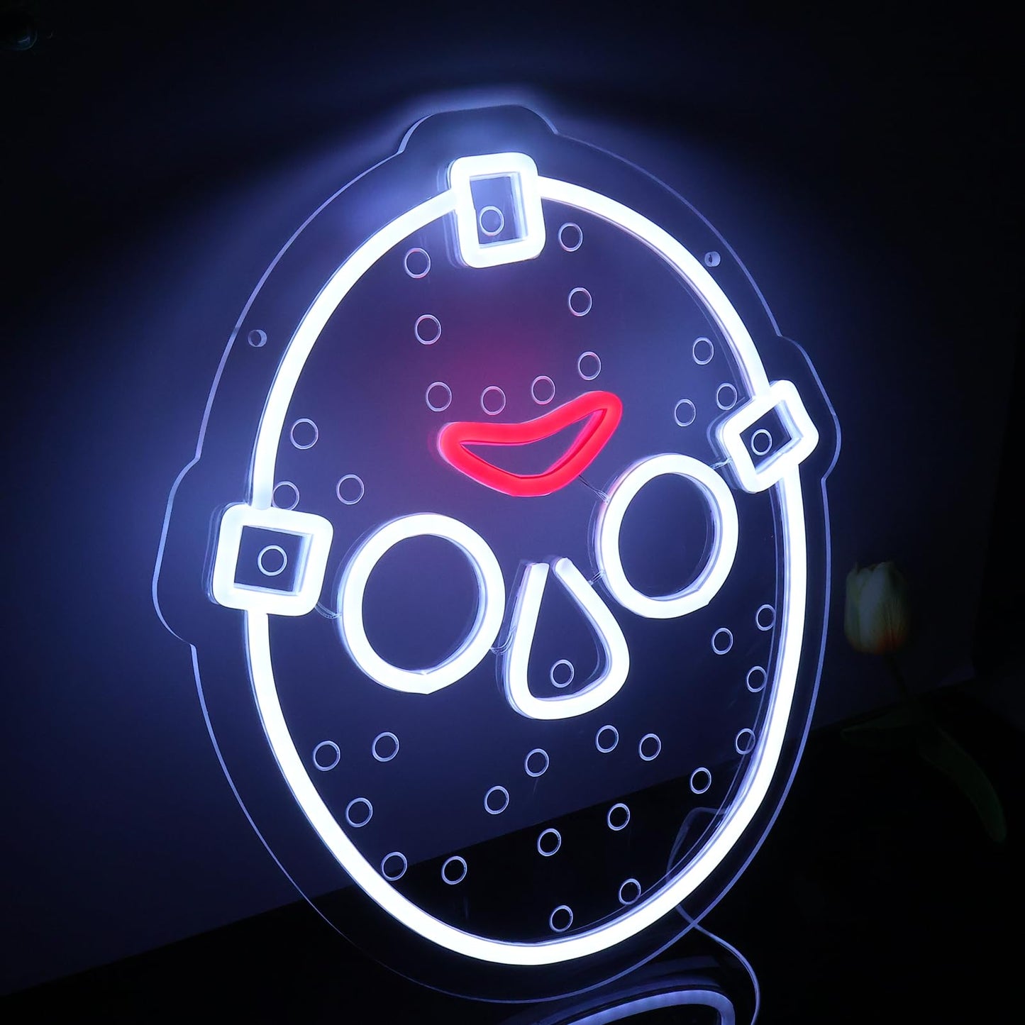 SEMTNEBI Horror Figure Neon Signs Neon Lights for Wall Decor, Dimmable LED Friday The 13th Neon with USB Power for Kids & Adults Room Decoration, Birthday Party Bar Home Halloween Gift14*12.2inch