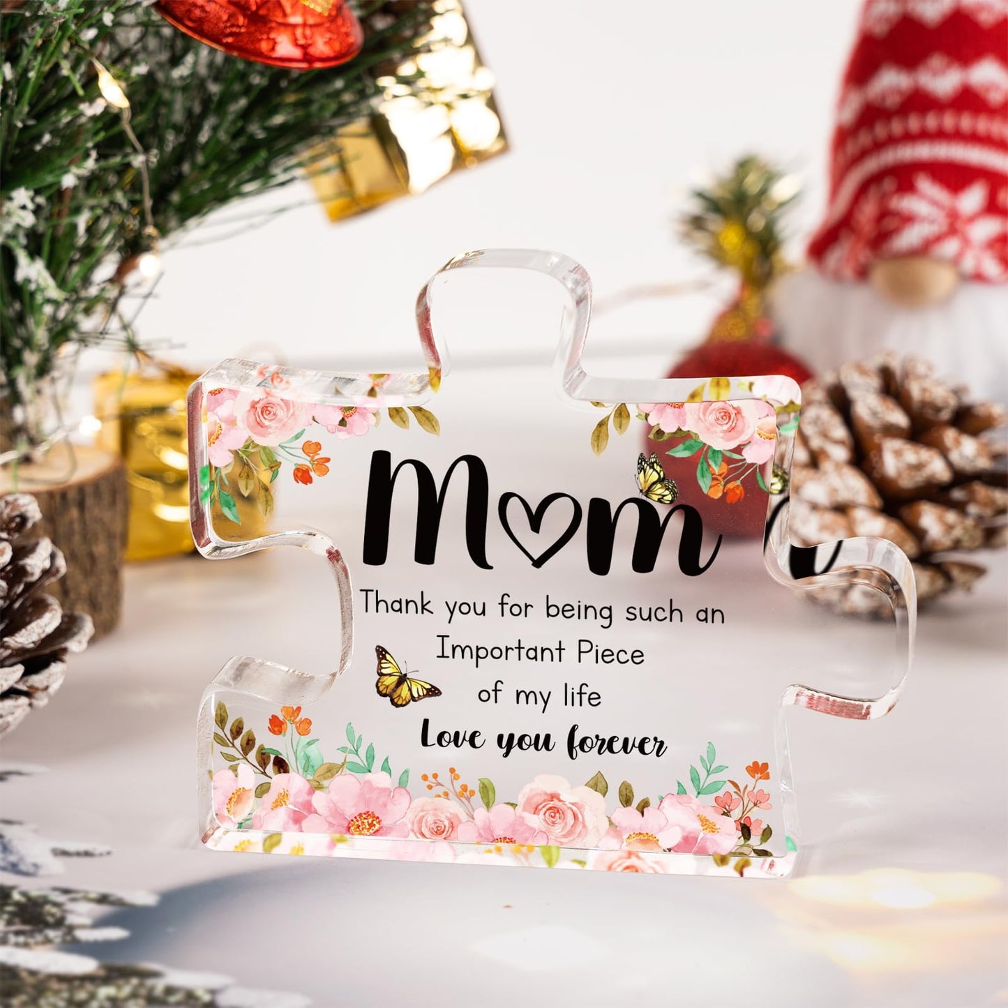 Mothers Day Gifts for Mom - Meaningful Acrylic Puzzle Piece Decor - Heartwarming Mom Birthday Gifts from Daughter Son, Mothers Day Gifts, Thoughtful Keepsake Plaque for Home Office Desk, 3.9 x 3.3 Inch