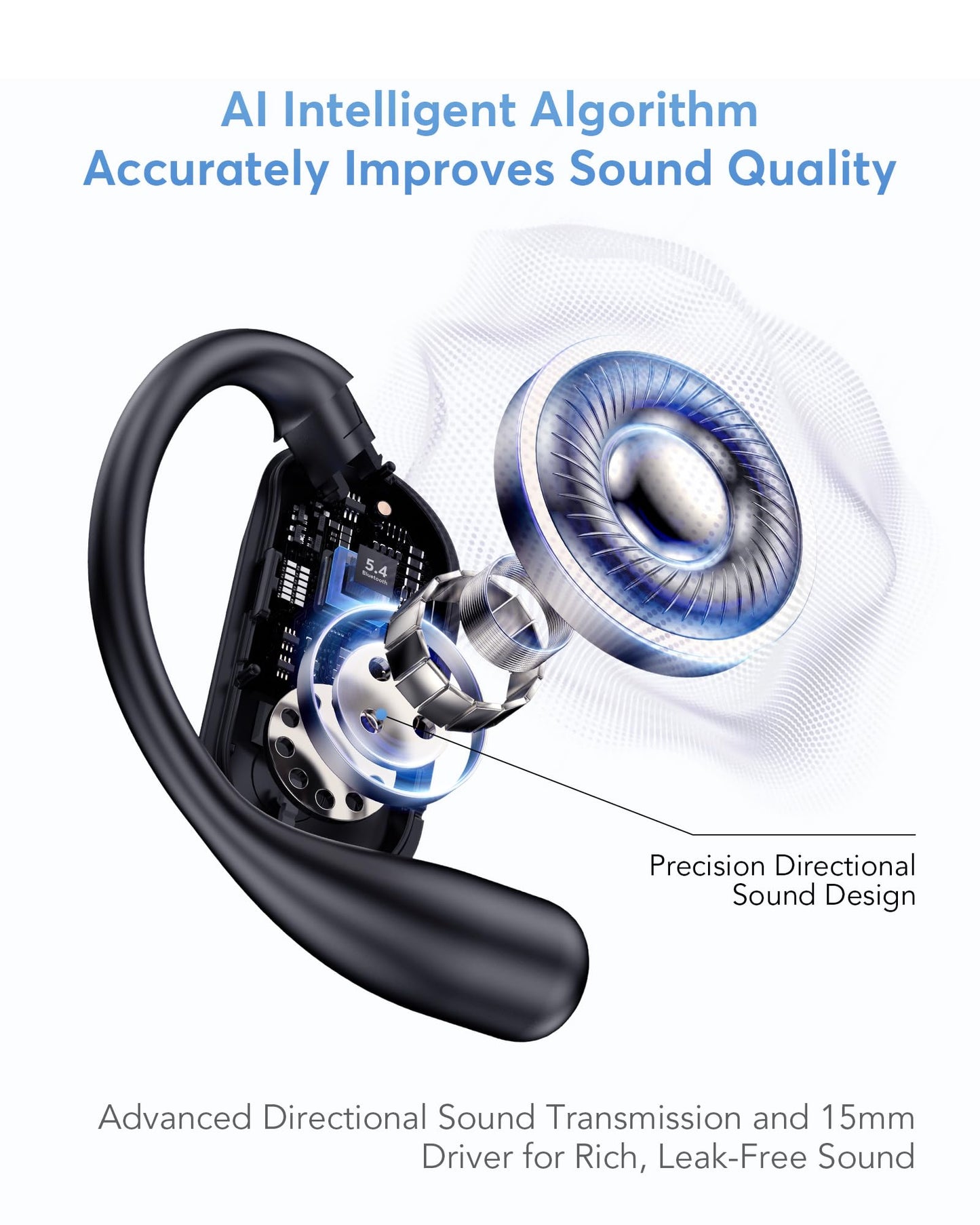 KOSERNT AI Translation Earbuds, Bluetooth 5.4 OWS Headphones with LCD Touch Screen, Real-Time Translator for 144 Languages & Accents, Perfect for Travel, Business & Learning,Sapphire Blue