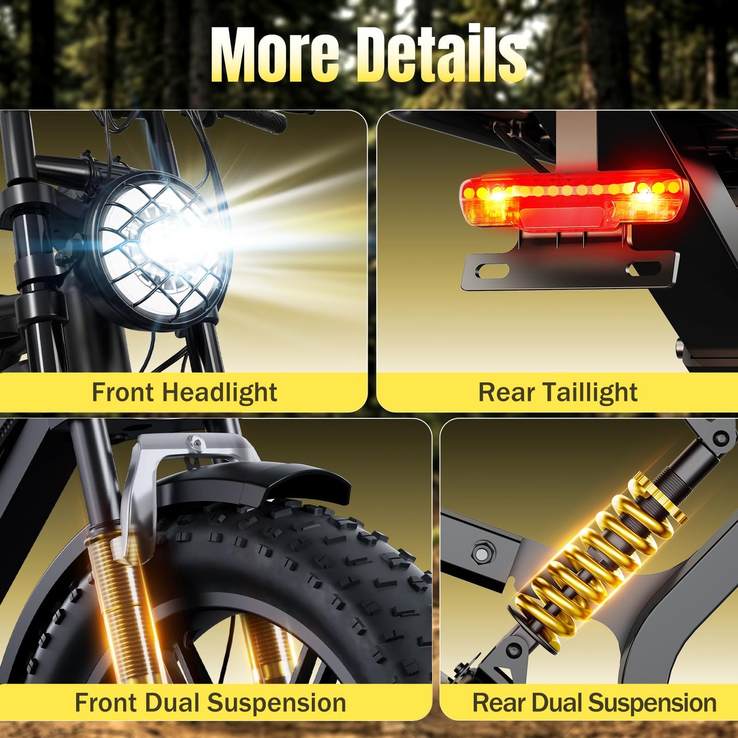 TST Electric Bike for Adults, 1500W Peak Motor, 20" Fat Tire All-Terrain E Bike, 15Ah Single/Dual Removable Battery, Up to 32MPH, 60/100 Miles Long Ranges