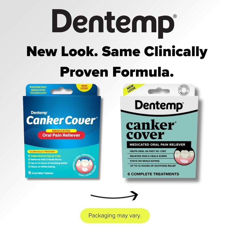 Dentemp Canker Cover Mouth Sore Treatment - Oral Pain Relief for Canker Sores & Mouth Irritation - Fast-Acting Pain Relief Tablets for Adults - Pack of 3 (18 Count)