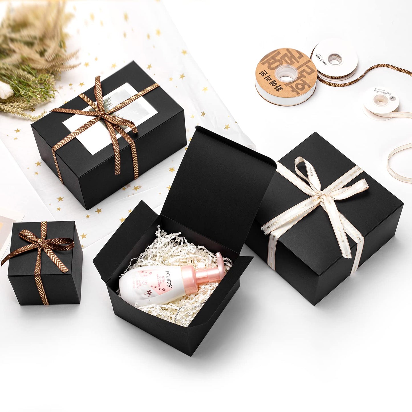 Mcfleet Black Gift Boxes with Lids 9x6x4 Inches 10 Pack Groomsmen Proposal Cardboard Craft Gift Box for Christmas, Wedding, Graduation, Holiday, Birthday Presents Packaging