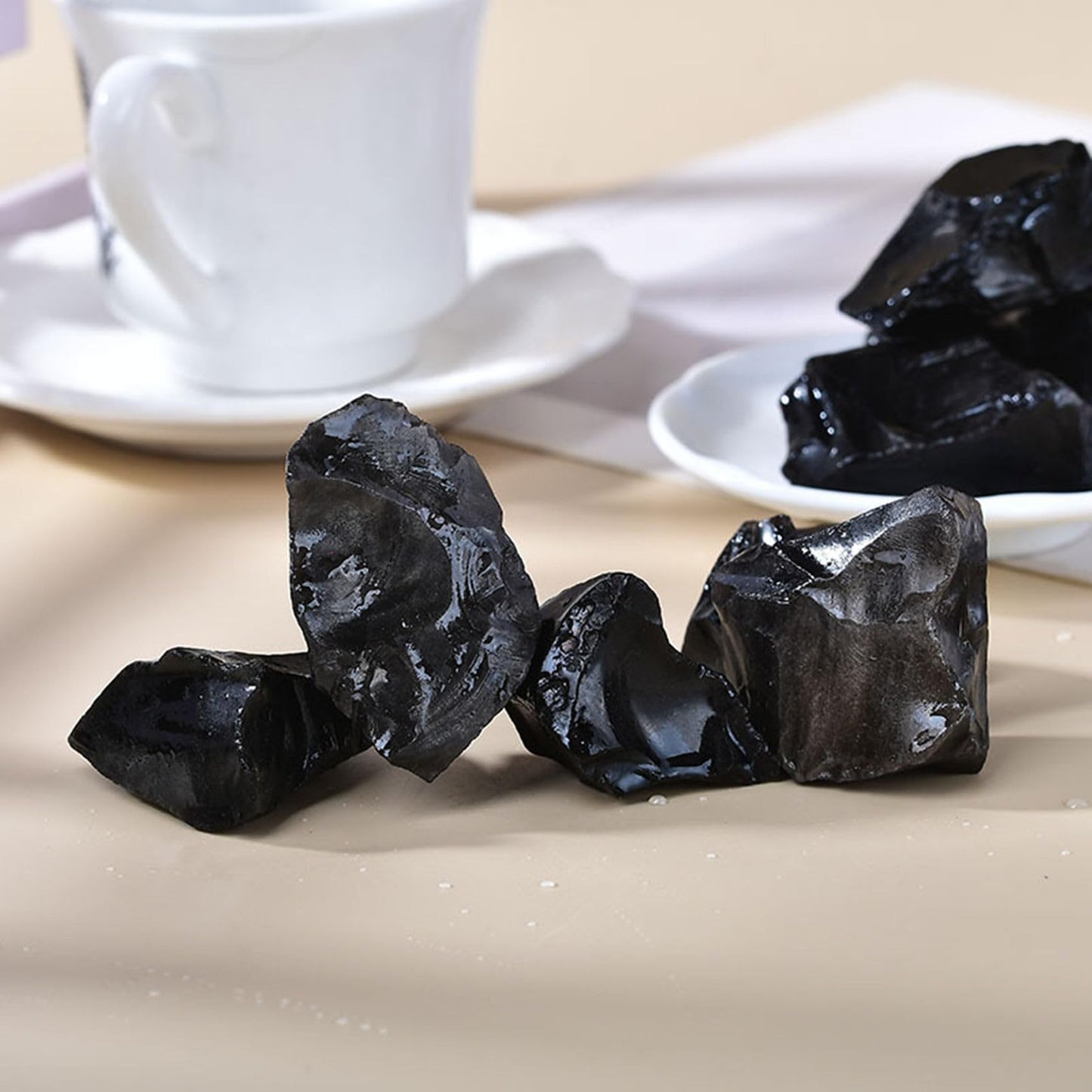 Black Obsidian Raw Crystals Healing Crystals Natural Rough Stones 1.2-2" for Tumbling, Fountain Rocks, Yoga, Meditation, Polishin, Gift 6